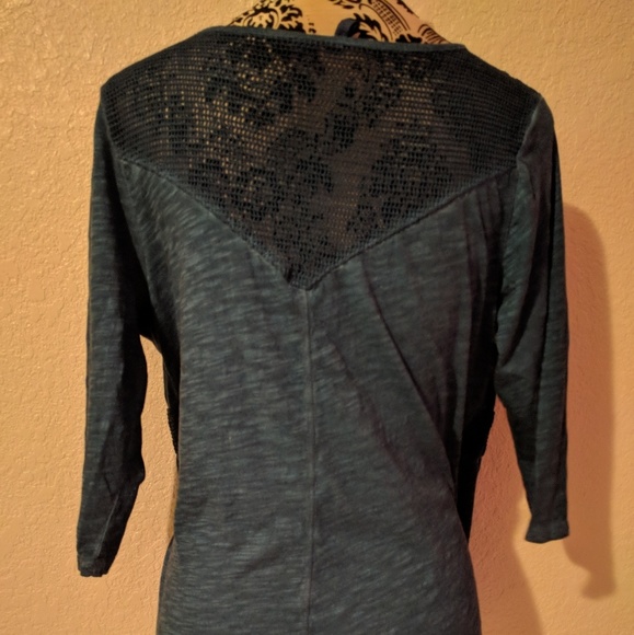 Deniem blue boho flowy knit top L - Picture 5 of 5